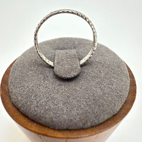 VTG Solid Sterling Silver 925 Illusion Stone Beaded Band Minimalist Ring Size 7 - Picture 4 of 11